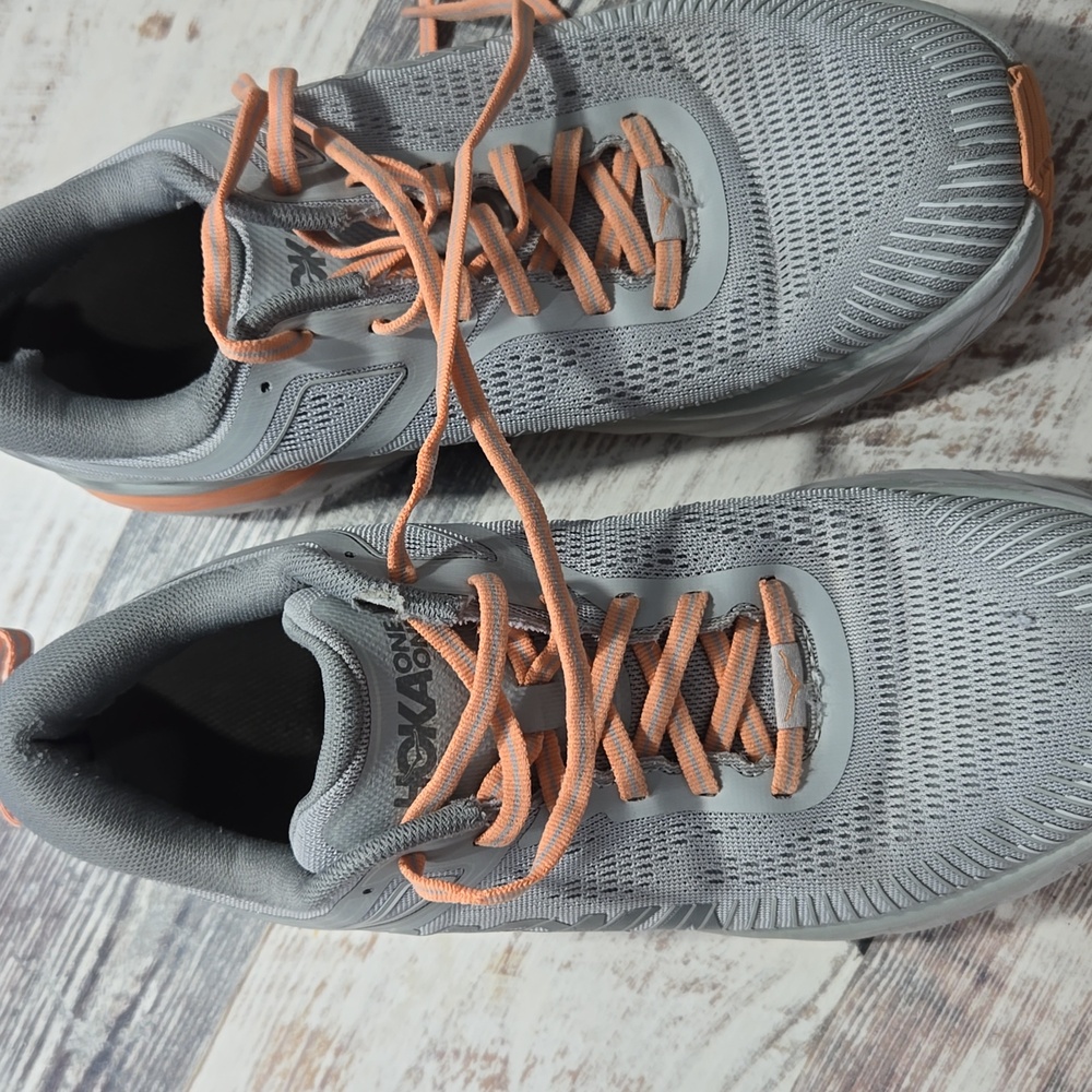 HOKA ONE ONE Womens Bondi 7 Mesh Harbor Mist Sharkskin Trainers 9.5 - Picture 5 of 15